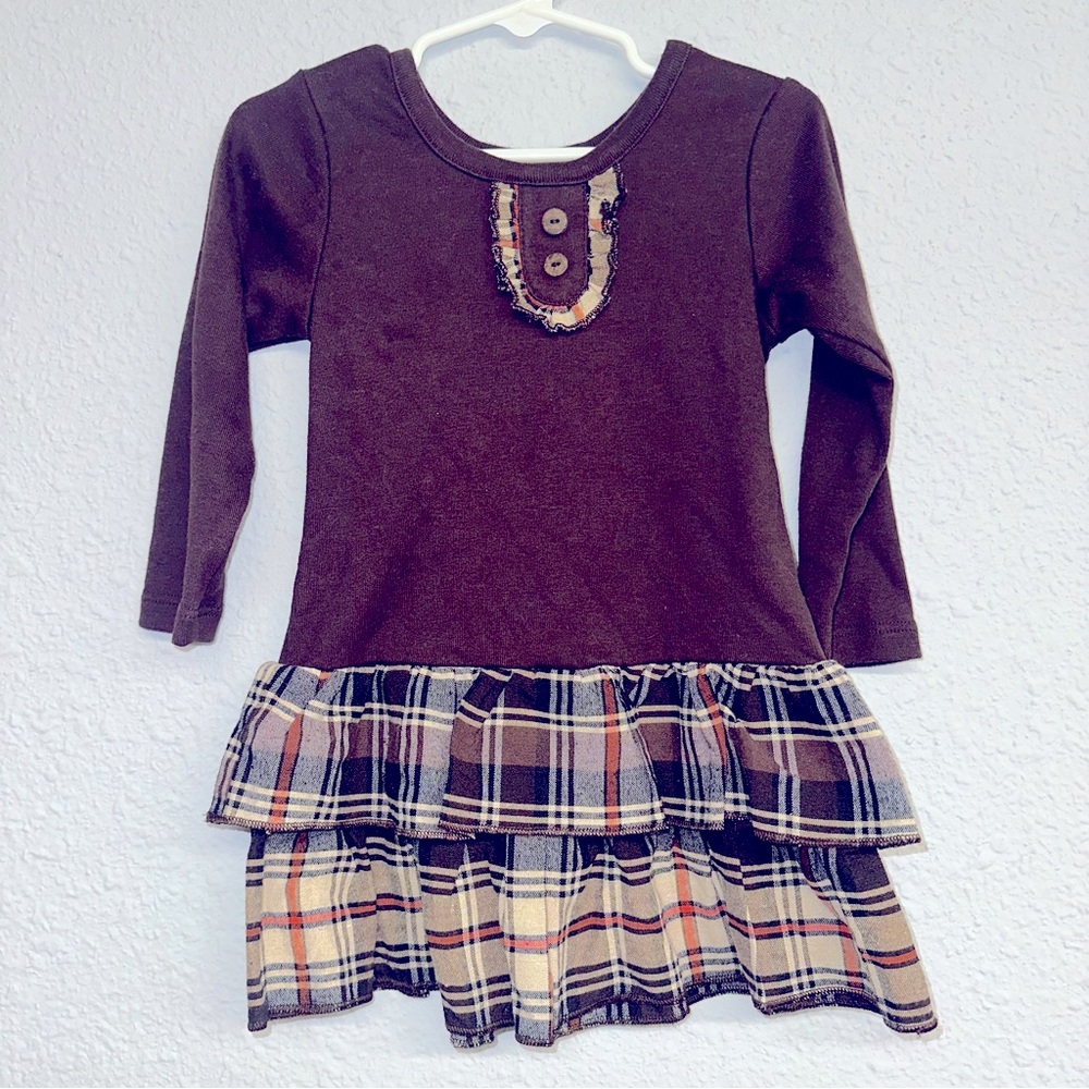 Toddler girls brown Maria Elena long sleeve ruffled dress sz 3T